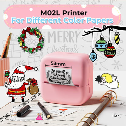 M02L Note Printer- Mini Printer with Non-Adhesive Paper, Replace T02 Bluetooth Thermal Printer Sticker Maker Machine Gift for Valentine's Day,School,Photos, Study Notes, Scrapbook, Birthday- Pink